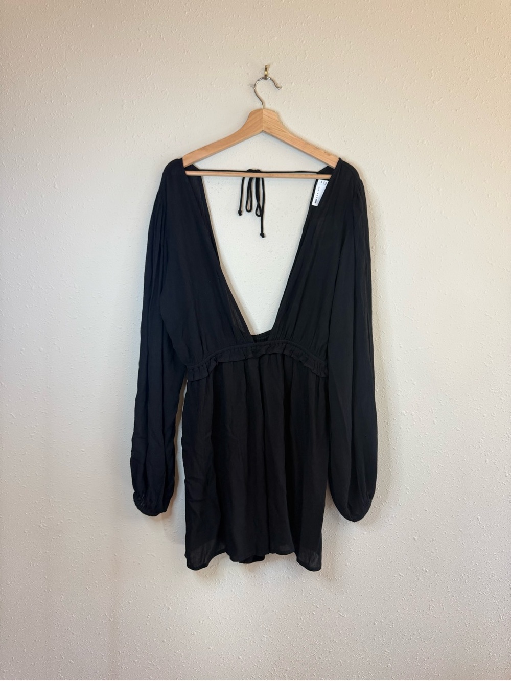 Asos Design Volume Sleeve Plunge Black Beach Romper Sz 10 Tall NWT - Picture 8 of 16